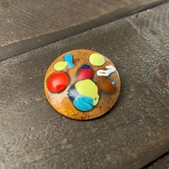 Vintage Enamel on Copper Abstract Pin - Picture 1 of 4